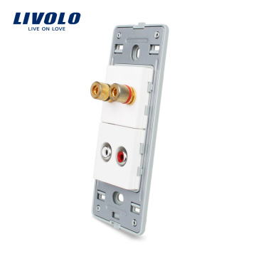 Livolo Sonido / Acústica y audio Conector de 3,5 mm sin perla blanca Toma de pared de vidrio de cristal VL-C5-1AAD-11